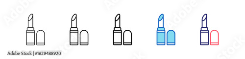 Lipstick Icon In 5 Different Styles Set Collection.   