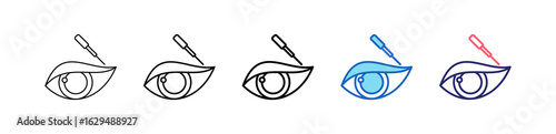 Eyeliner Icon In 5 Different Styles Set Collection.   