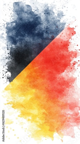 Artistic abstract german flag in watercolor splatter design