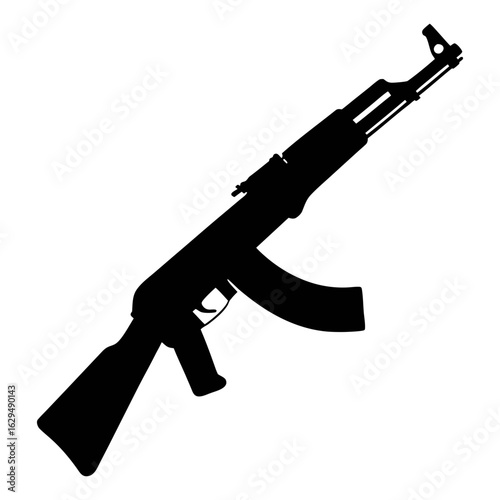 Ak assault rifle silhouette vector illustration for military and shooting sports design needs