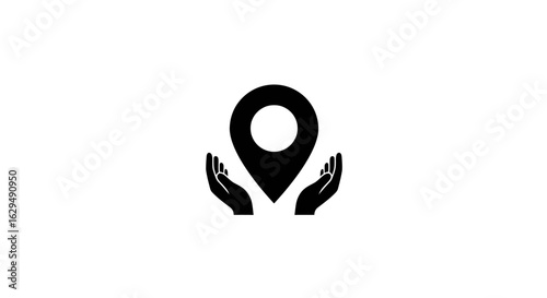Protected Location Marker Icon with Hands