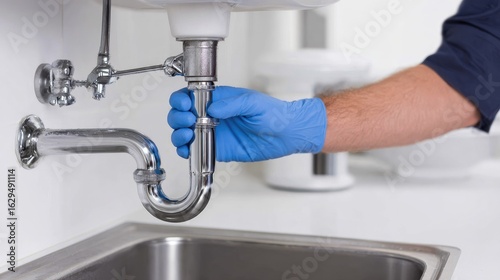 Plumbing repair work in progress.
