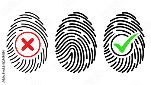High-quality vector illustration of a fingerprint with detailed ridge patterns, perfect for biometric security, identity verification, forensic analysis, and digital authentication designs.


