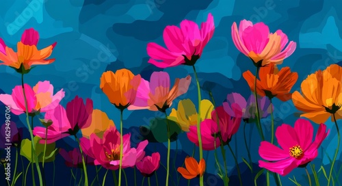 Summer Meadow with Bright Flowers and Blue Sky is a scene that includes elements of summer, meadow, and field