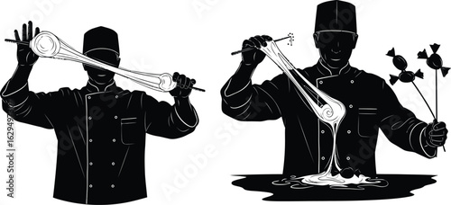 Chef crafts sweet treats shaping dough into delicious candy