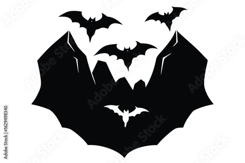 bats flying from cave vector icon