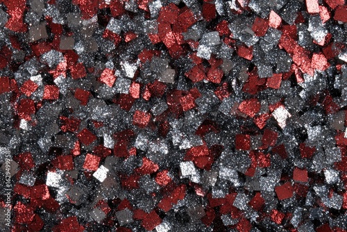 Square Silver Red Glitter Texture Surface Abstract Shining Sequins Decorative