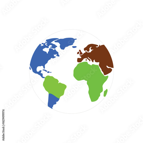 Simplified Globe Showing Continents and Oceans