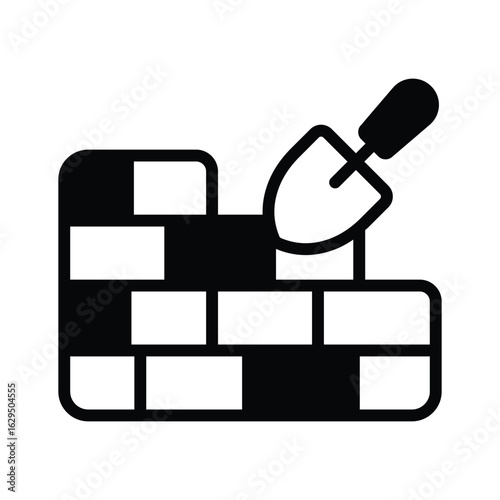 Get a glimpse of this glyph style bricklaying scene icon