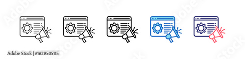 Marketing Icon In 5 Different Styles Set Collection.   