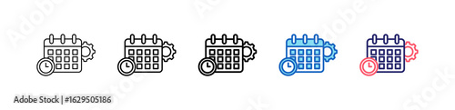 Schedule Icon In 5 Different Styles Set Collection.   