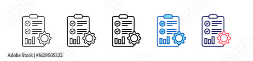 Project Management Icon In 5 Different Styles Set Collection.   