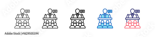 Conference Icon In 5 Different Styles Set Collection.   