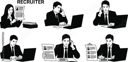 Recruiters busy reviewing resumes and making calls for hiring