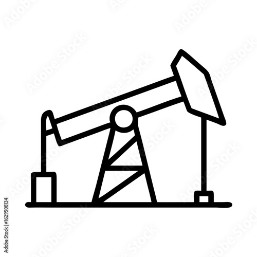 Oil pump jack illustration in minimalist line art style  