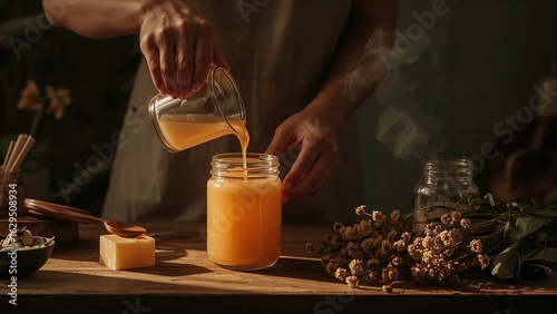 Warm Sunlight Illuminates Candle Making Process