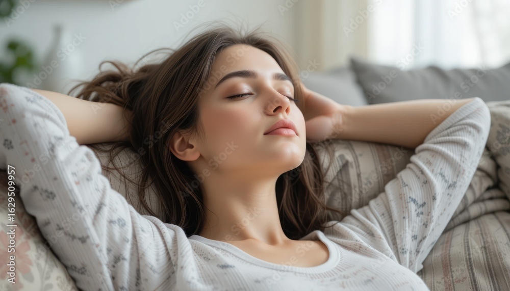 Peaceful Serenity: A Woman's Tranquil Rest Peaceful Serenity: A Woman's Tranquil Rest