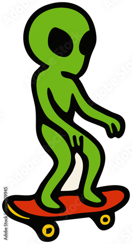 Alien with skateboard
