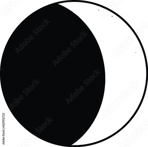A waning gibbous moon phase is depicted in this astronomy illustration, showcasing the lunar cycle and celestial beauty with a simple, graphic style.