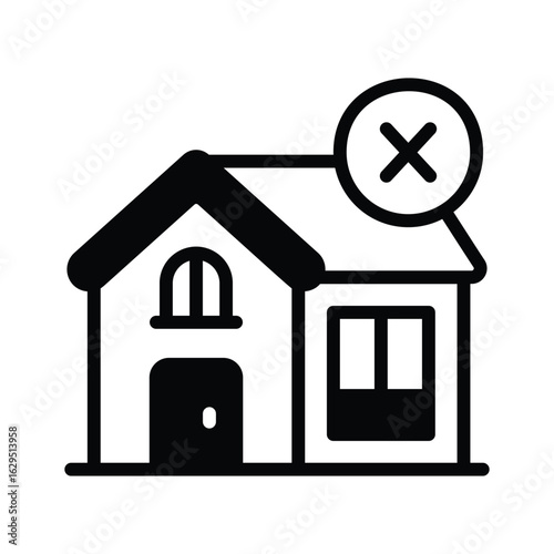 A captivating glyph icon showing cancel house request