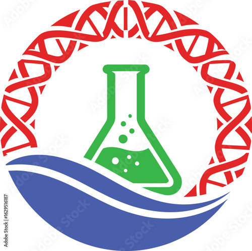 Science Lab Logo, DNA and Flask Icon
