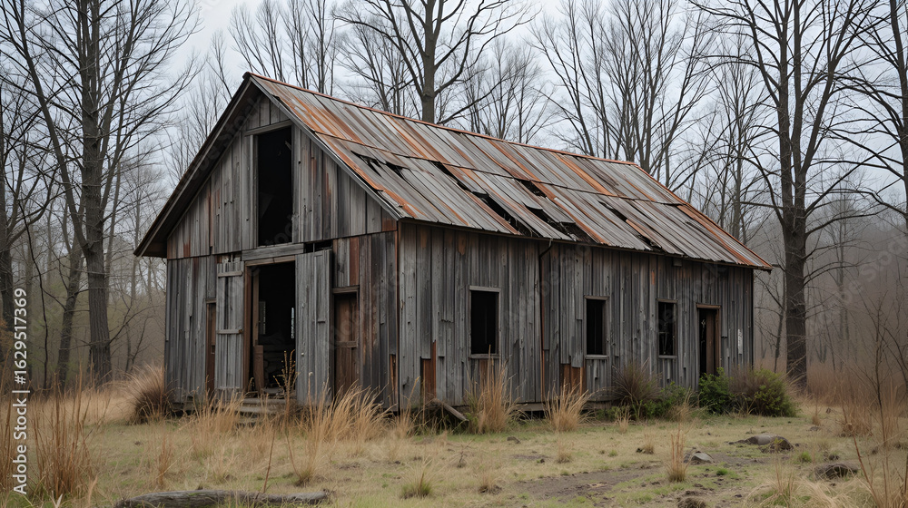 Fototapeta premium barns shed ruins forgotten abandoned falling apart farm