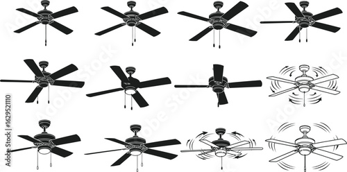 Modern ceiling fans shown from different angles for home decor ideas