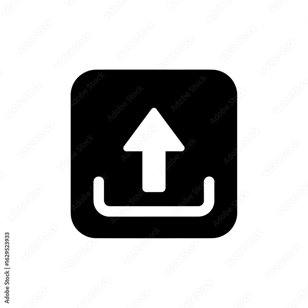 A minimalist black square icon with a white upward arrow, symbolizing an upload or share action. A minimalist black square icon with a white upward arrow, symbolizing an upload or share action.