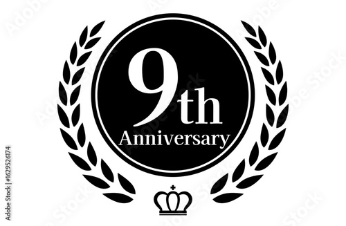9周年記念、アニバーサリーのロゴベクターイラスト