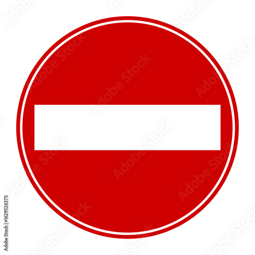 Red Circle with White Bar: No Entry Road Sign Illustration