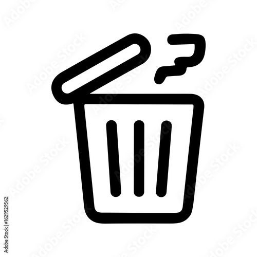 Simple Outline Trash Can Icon Sign Shape with Smelling Odor