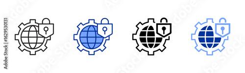 Globe icon sheet multiple style collection