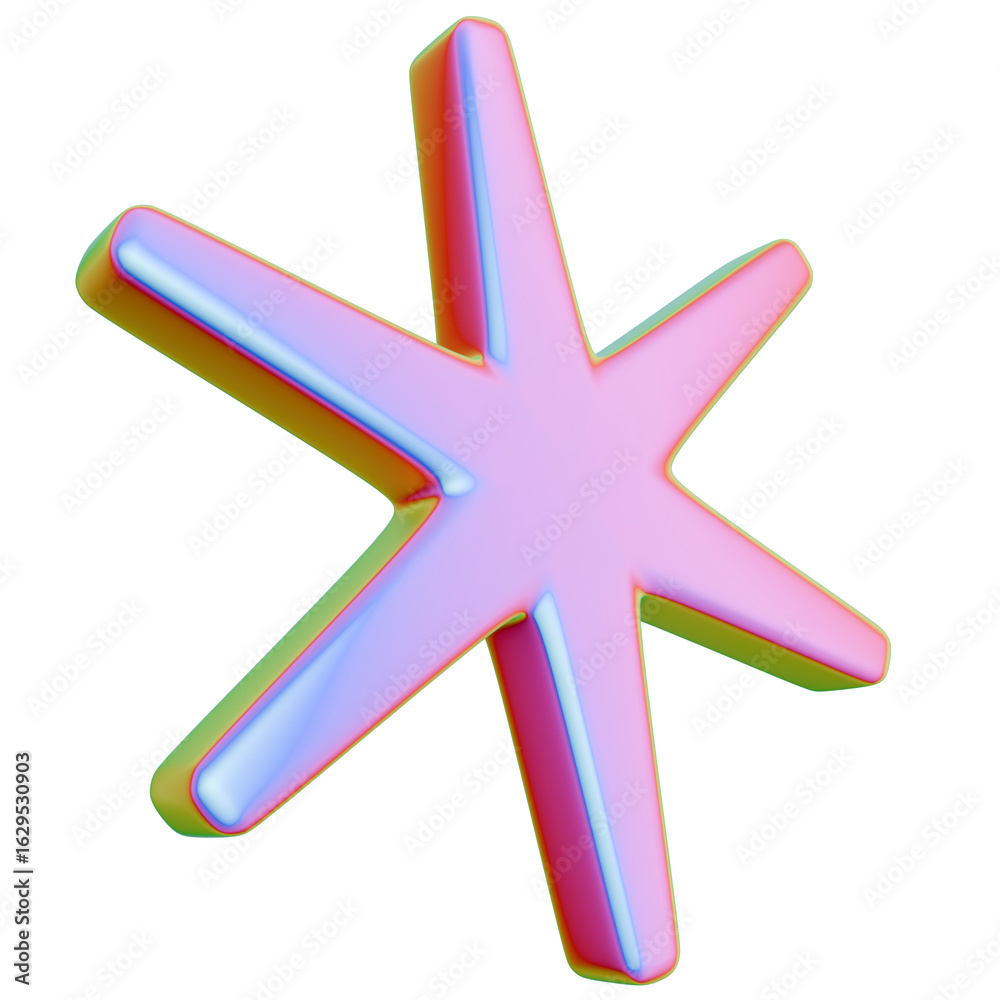 Fototapeta premium Y2k iridescent 3d rendering shape