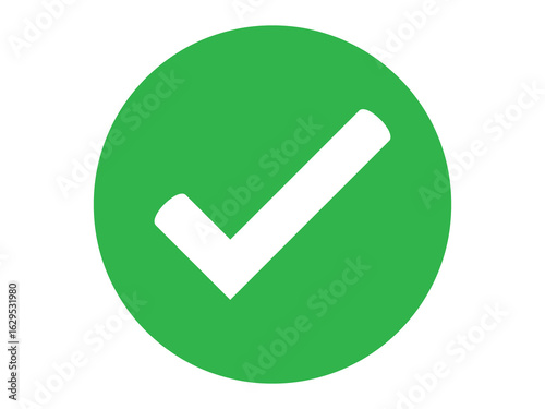 Bright green checkmark symbol on white