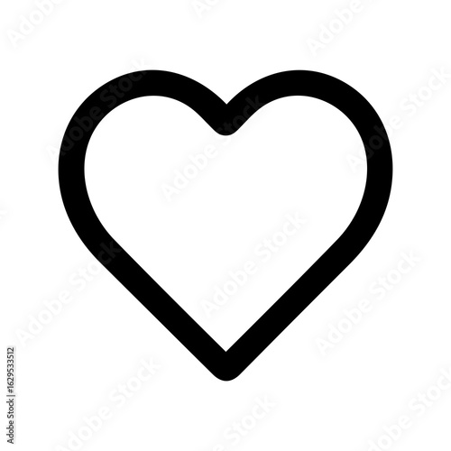 Simple Line Drawing Heart Shape Outline Romantic Symbol Icon