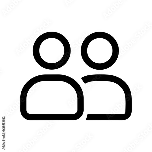 Minimalist Outline Group Icon of Two People in Black and White