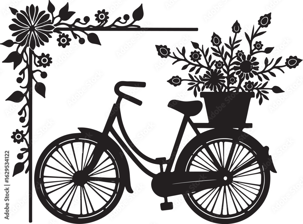 Obraz premium Charming Bicycle with Flowers Vector bundle.