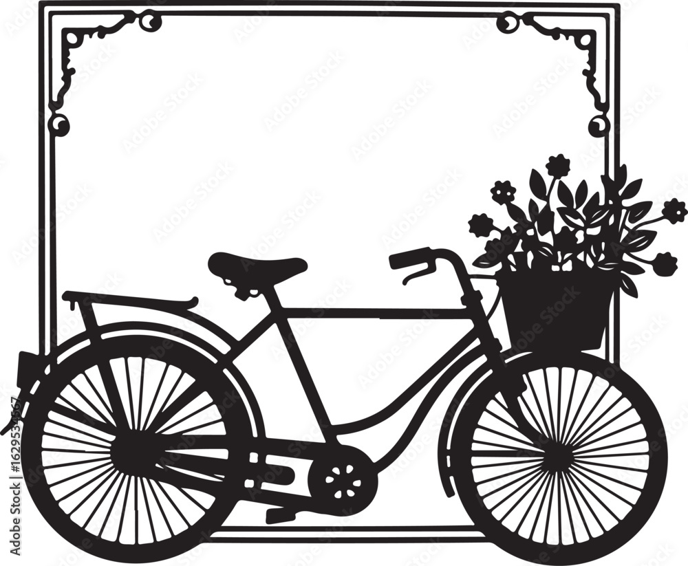 Obraz premium Charming Bicycle with Flowers Vector bundle.