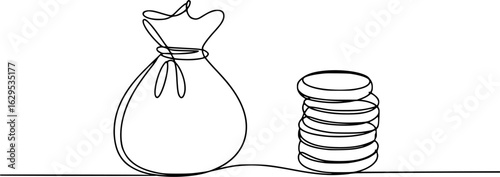 Bag coins stack wealth money