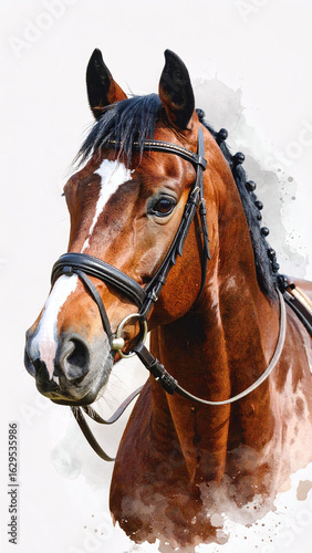 Stunning realistic horse portrait in watercolor featuring detailed mane and expressive face perfect for rustic and farmhouse decor themes