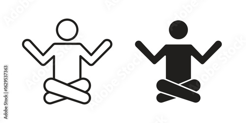 Yoga posture icon. simple, flat, black, outline.