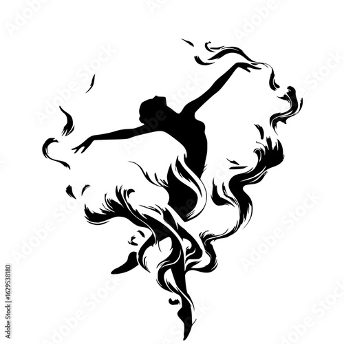 Obraz na plátně Fire dance silhouette