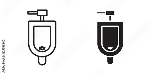 Urinal icon. simple, flat, black, outline.
