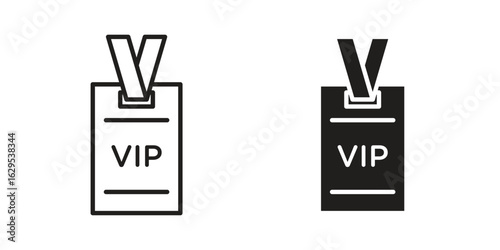 VIP pass icon. simple, flat, black, outline.