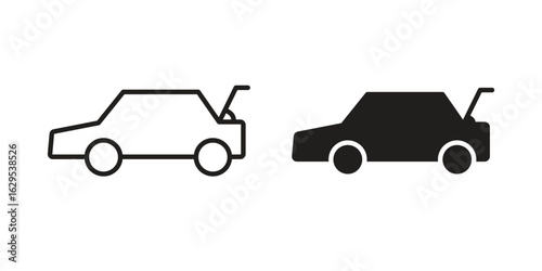 Trunk open icon. simple, flat, black, outline.