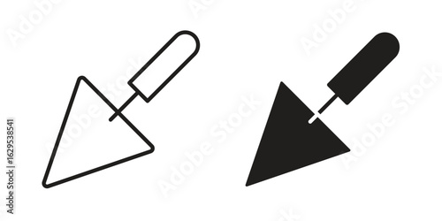 Trowel icon. simple, flat, black, outline.