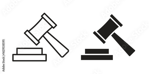 Trial hammer icon. simple, flat, black, outline.