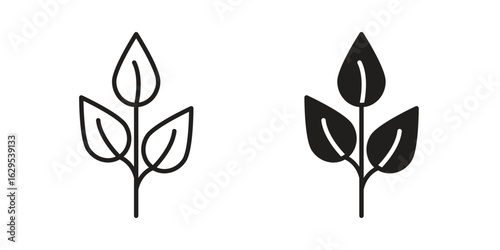 Tea leaves icon. simple, flat, black, outline.