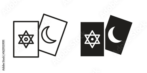 Tarot icon. simple, flat, black, outline.