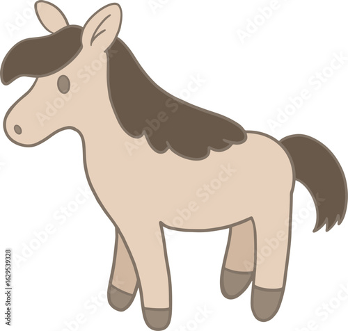 a cartoon horse with brown hair and brown eyes